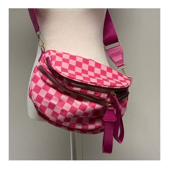 💗 Pink Checkered Women's Bag - Picture 1 of 3